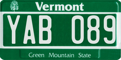 VT license plate YAB089