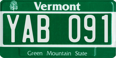 VT license plate YAB091