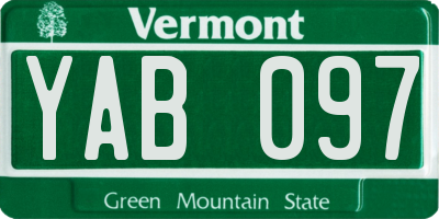 VT license plate YAB097