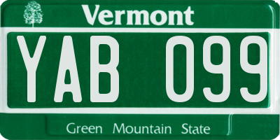 VT license plate YAB099