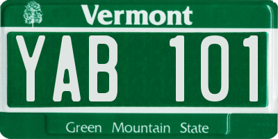 VT license plate YAB101