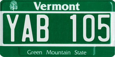 VT license plate YAB105