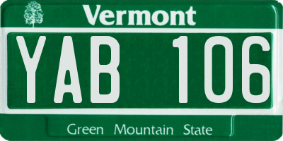 VT license plate YAB106
