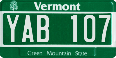 VT license plate YAB107