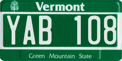 VT license plate YAB108
