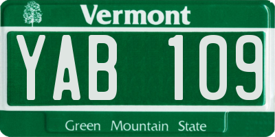 VT license plate YAB109