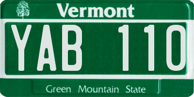 VT license plate YAB110