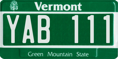 VT license plate YAB111