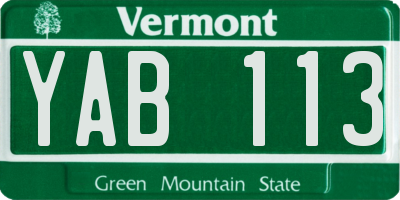 VT license plate YAB113