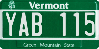 VT license plate YAB115