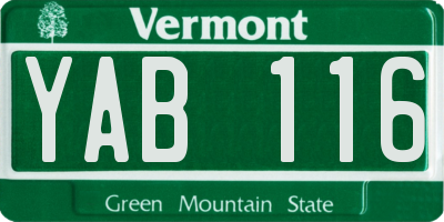 VT license plate YAB116