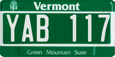 VT license plate YAB117