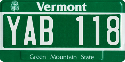 VT license plate YAB118