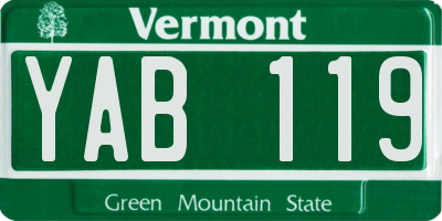 VT license plate YAB119