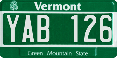 VT license plate YAB126