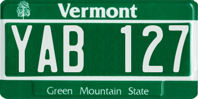 VT license plate YAB127