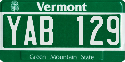 VT license plate YAB129