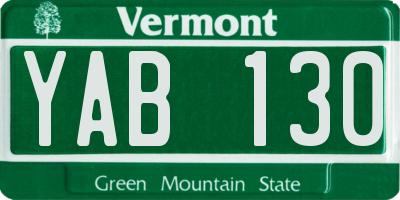 VT license plate YAB130