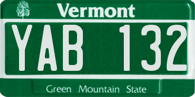 VT license plate YAB132