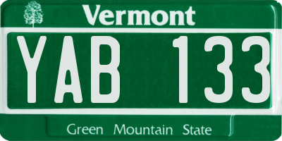 VT license plate YAB133