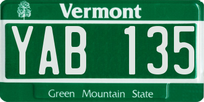 VT license plate YAB135