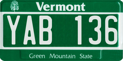 VT license plate YAB136