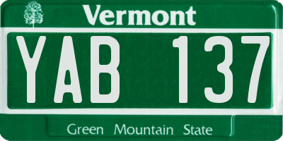 VT license plate YAB137