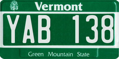VT license plate YAB138