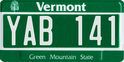 VT license plate YAB141