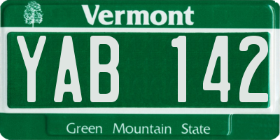 VT license plate YAB142