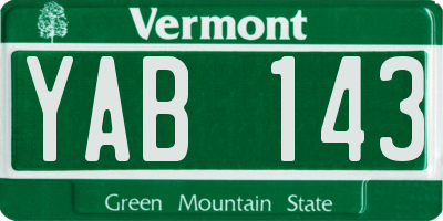 VT license plate YAB143