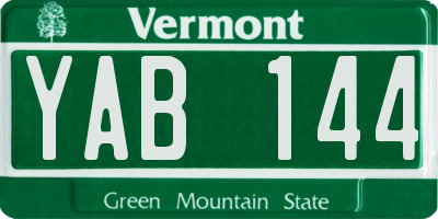 VT license plate YAB144