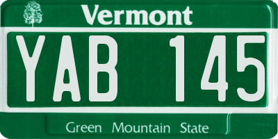 VT license plate YAB145