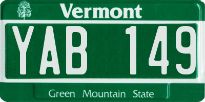 VT license plate YAB149