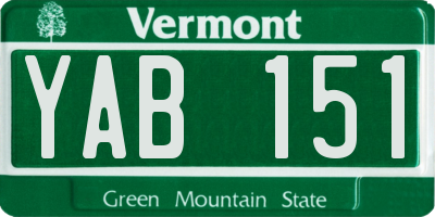 VT license plate YAB151
