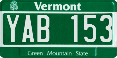 VT license plate YAB153