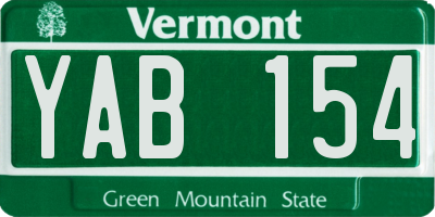 VT license plate YAB154