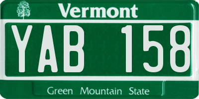 VT license plate YAB158