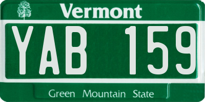 VT license plate YAB159