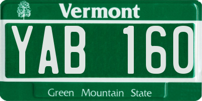 VT license plate YAB160