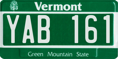 VT license plate YAB161