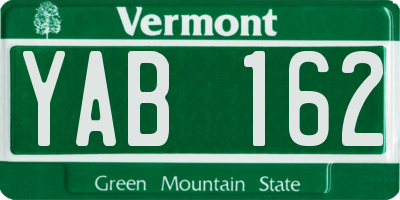VT license plate YAB162