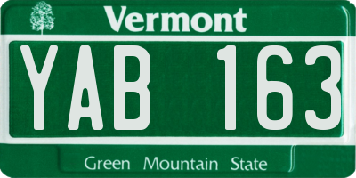 VT license plate YAB163