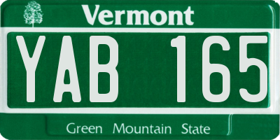 VT license plate YAB165