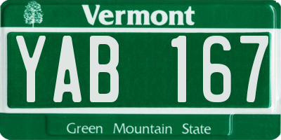 VT license plate YAB167