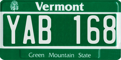 VT license plate YAB168