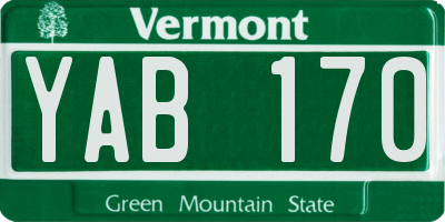 VT license plate YAB170