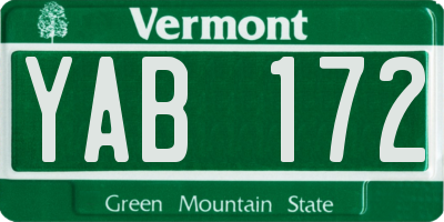 VT license plate YAB172