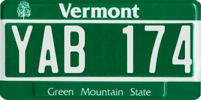 VT license plate YAB174