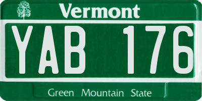 VT license plate YAB176